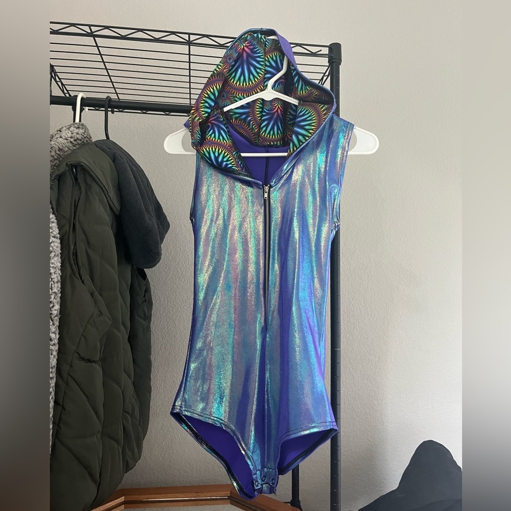 Blue Holographic Ravewear Bodysuit by Coquetry Clothing size S